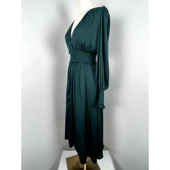 ROMANTIC LONG SLEEVE TEAL MIDI DRESS (Womans: Small) - Picture 5 of 12